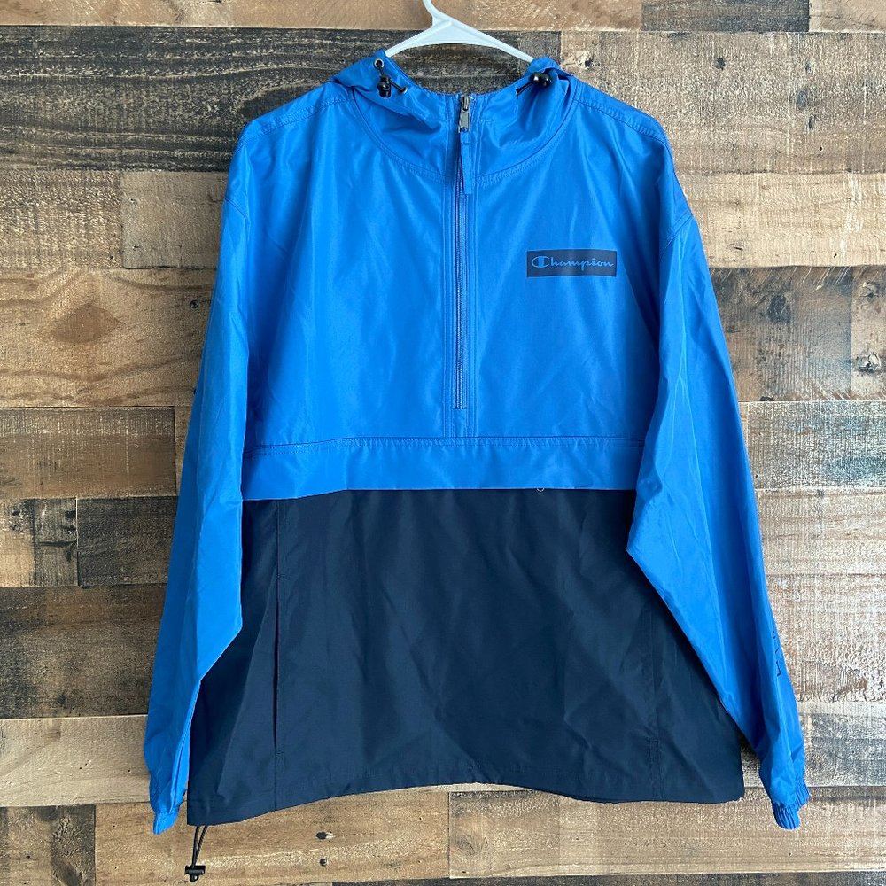 Champion 1/2 Zip Windbreaker Jacket Hooded Blue Men's  Size M NWOT